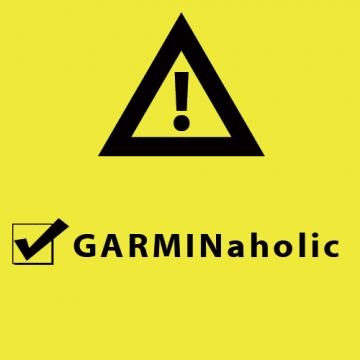 「この人ガーミン中毒　注意」のデザインです。
健康診断のカルテをイメージしました。
GARMIN-addictedの方が良いかなと思いますが、字数が多すぎるのでやめました。なお、このデザインの経緯は本文をご参照下さい。今回のＴシャツには採用しません。