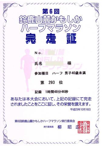 第4戦 第6回鈴鹿山麓かもしかハーフマラソン