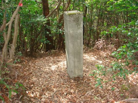 子午線標。道からは裏しか見えないので、向こうに回って覗いていみると・・・。