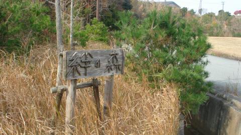 入り口の看板。右側にいつもの周回道路が見える。