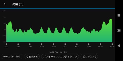 高度。中盤にキレイにギザギザが。