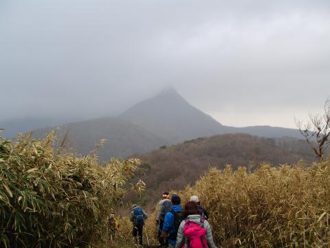 正面のとんがり山が金時山