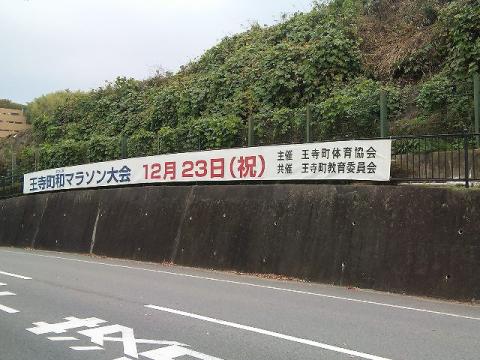 家の近所に張られた垂れ幕です。参加者は何人くらいでしょうか？
往路：3.5Km、復路：6.5Km付近