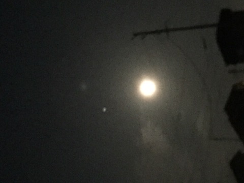 久しぶりの早朝ジョギング、西の空にお月様と土星のランデブーが見えました。遮るものが無いところでと思っているうちに雲間に隠れていきました。