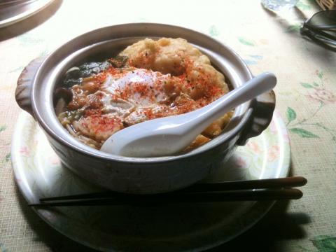 今回の目玉鍋割山の鍋焼きうどん！絶品です。