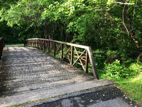 ロック・クリーク・リージョナルパーク。ロック川にかかる木製の橋