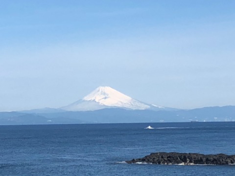 大島から見た富士山。