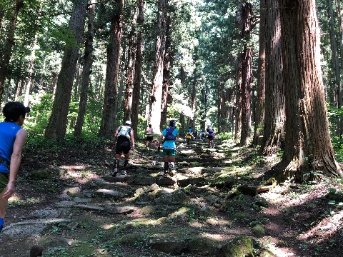 北竜湖から小菅神社への登り。もうサウナ状態