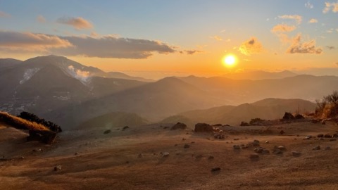 明神ヶ岳山頂からの夕映