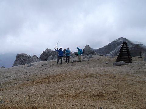 薬師岳山頂　相変わらず風が強く
長くはいられず下山