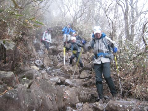 滑落、転倒に気をつけて
降りていく