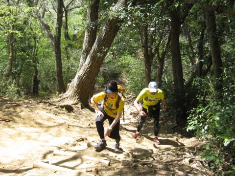 トレイルラン初参加のJIFUさん、頑張る。