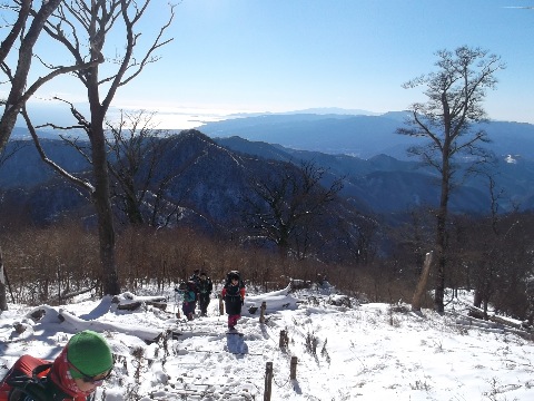 檜洞丸山頂直下　バックは相模湾