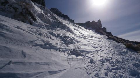 赤岳の最後の登りにかかる
