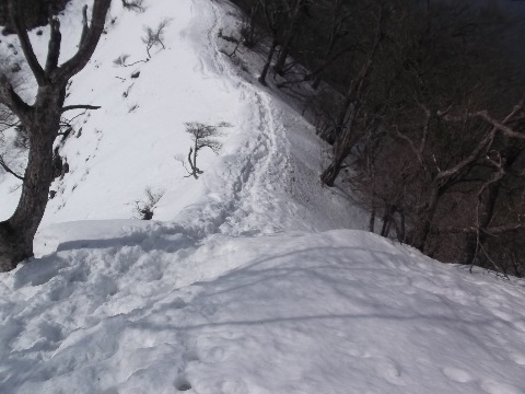 雪面の急降下