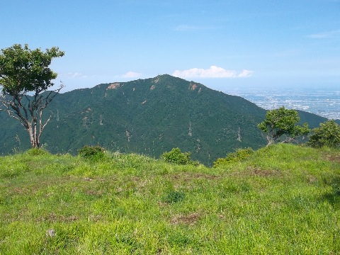 三の塔から大山。ここから標高７００mのヤビツ峠におりてイタツミ尾根を標高差５００mを登り返す