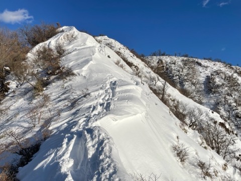 鬼が岩付近の雪稜