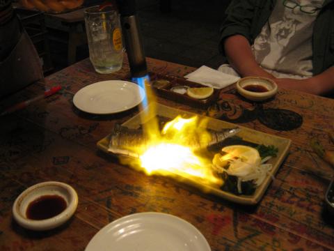 シメサバの炙り　豪快　茅ヶ崎にて