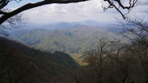 つつじ新道上部からの展望　富士は雲の中