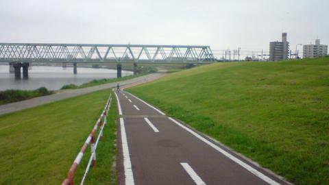 レンズが汗で曇ってしまったようです。江戸川にかかる常磐線の鉄橋。