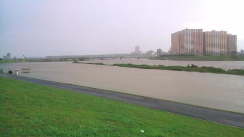 河川敷が水没！
川が2つになっちゃったように見える。