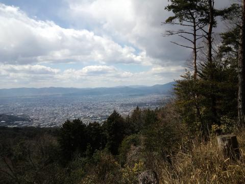 大文字山頂上から京都の町並みが一望できる