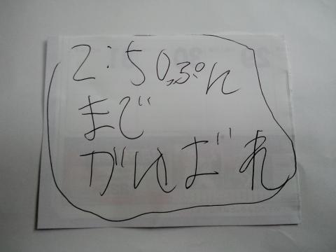 お父ちゃん、約束どおり？２時間５０分（２６秒）で走ったよ！