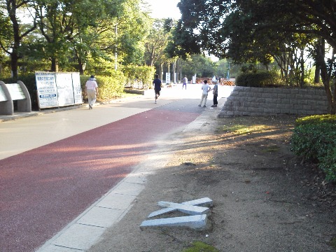 春日公園1100m地点です．ローマ数字は横から写すと，９と１１とかは区別しにくいですね．