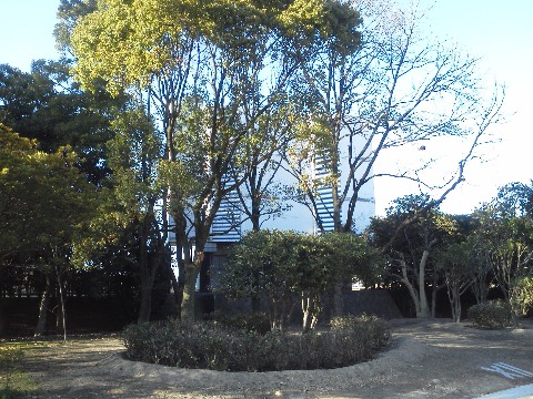 球技場の表示板の工事が終わったようで，よそへ一時引越していた木々も戻ってきました．