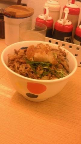 お昼は松屋でおろしポン酢牛丼)^o^(
