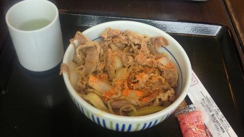 昼食はなか卯の牛丼