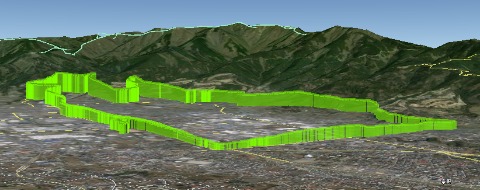 Google Earthでコース高低差を再現