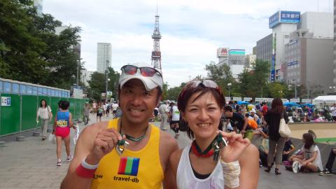 ブログ外の友人Kさんと
こう見えてもPB3:08の国際ランナー
この日も女子60位!