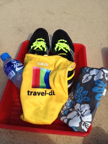 travel dbランシャツでデビューです。そう、はしってるときに誰かがこの名前見て応援してくれたんです。びっくり～。