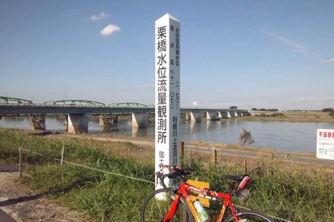 栗橋に参上！陸橋はR4。右は古河、小山。自宅から45キロ地点。