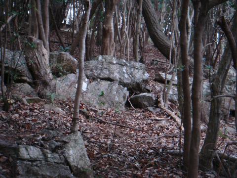 神籠石(こうごいし)と呼ばれる謎の石積み。