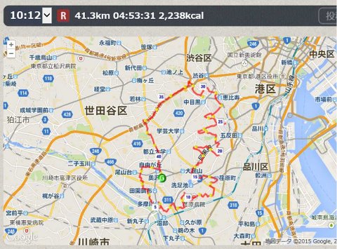 41.3kmも走ってしまいました。こんな距離になるとは…予定外^^;