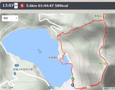 大会終了後、車で大沼まで登ってから赤城山登山。おのこ駐車場→赤城神社→黒檜山→駒ヶ岳→おのこ駐車場。舗装道以外はオール歩きで休憩込み2時間弱。コースタイムは3時間半らしい。
