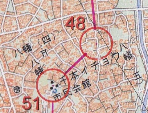 51→48 で現在地ロストしてしまい、こちらもかなりのタイムロス。細々とした市街地は集中しないと簡単に迷いますね。。