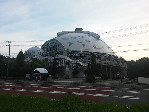 CNAアリーナ★あきた 特徴的な建物で、飛行機からも良く見えました。