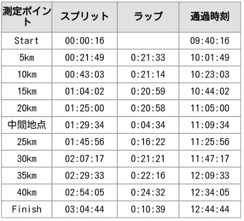 さいたま国際マラソン。グロス3:04:4