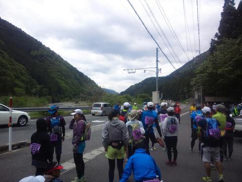 スタート地点近くの待機場所。梅の木。走る前は寒かった。