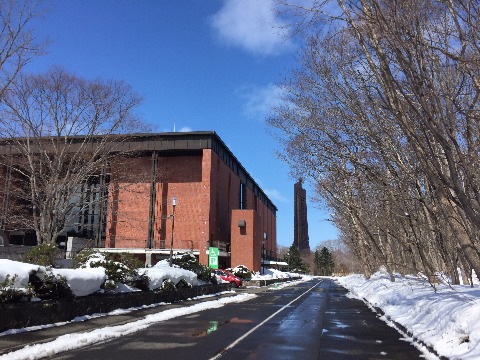 北海道博物館からの百年記念塔。