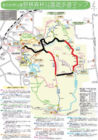 黒い線はランニング可能路。赤線はウォーク路。