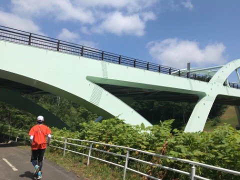 滝野上野幌自転車道。　ポンノッポロ橋の下を通過