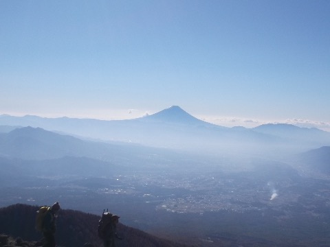 編笠山山頂から富士山