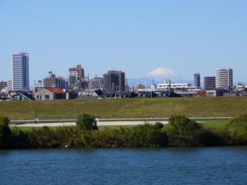 手前は江戸川で、向こうは江戸川区です。