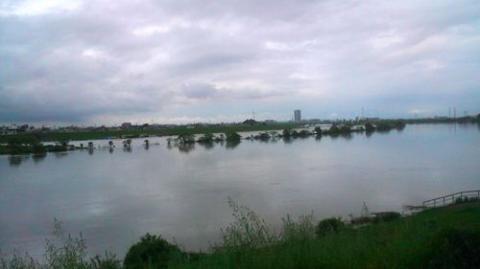 河川敷が水浸し