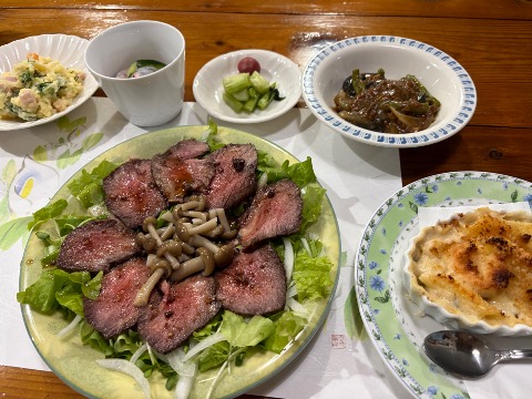 座光寺ペンションでの夕食。うまうま^ ^