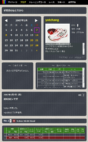 最初のブログです。 この頃はNIKE+で、まだGARMINは持っていませんでした。
